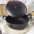 Pre-Seasoned Cast Iron Wok with Lid – 30cm, 5L Cookware Woks
