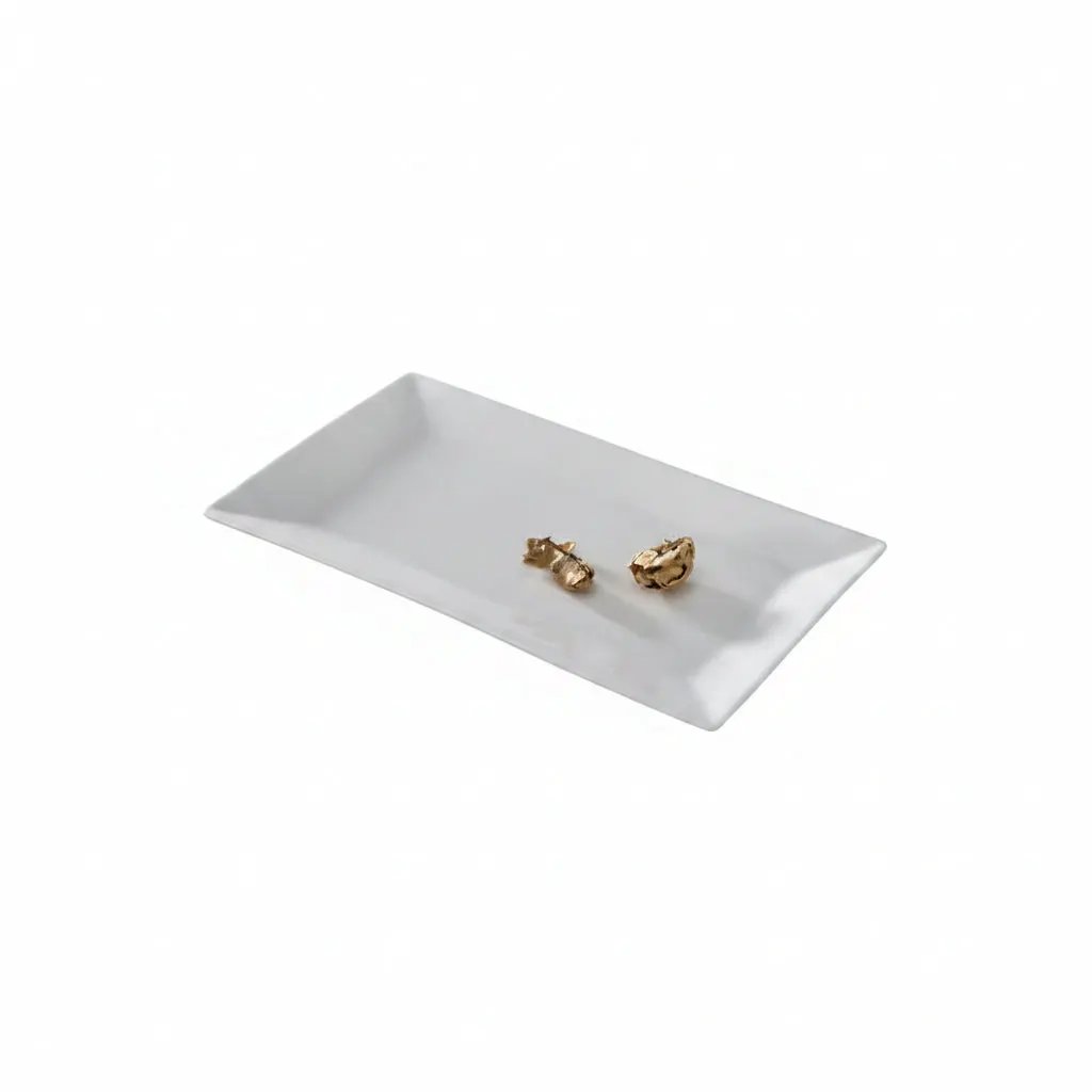 Ceramic Rectangle Shallow Platter – White, 14"x6.5" Kitchen & Dining Serving Platters