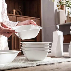 Fancy Shapely Lines Porcelain Bowl Set – 6pcs Kitchen & Dining Bowls