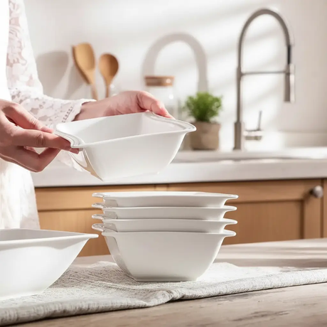 Fancy Shapely Lines Porcelain Bowl Set – 6pcs Kitchen & Dining Bowls