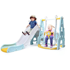 4-in-1 Kids Slide & Swing Set Outdoor Play Equipment Swing Sets & Playsets