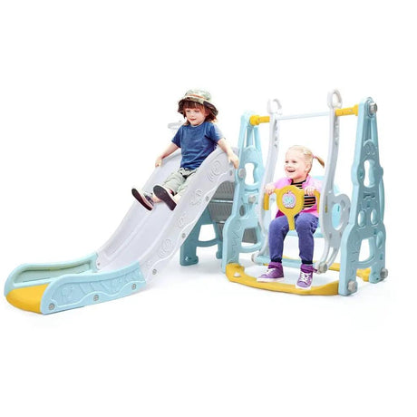 4-in-1 Kids Slide & Swing Set Outdoor Play Equipment Swing Sets & Playsets