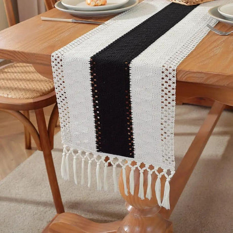 Tassels Bohemian Linen Table Runner Table Runners & Linens Table Runners