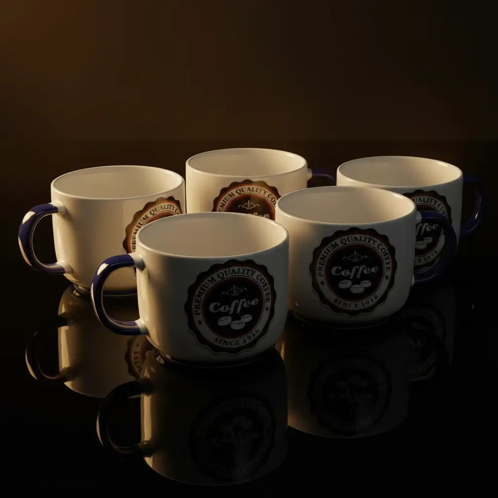 Premium Ceramic Cups – Set of 6, 450ml Cups & Mugs Coffee & Tea Cups