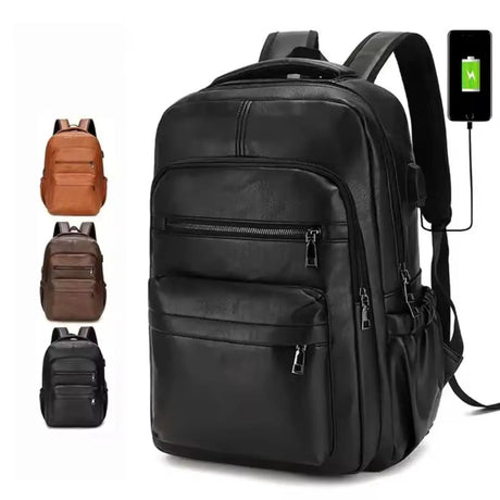 PU Leather USB Charging Backpack, Large Capacity Bags & Backpacks Laptop Backpacks