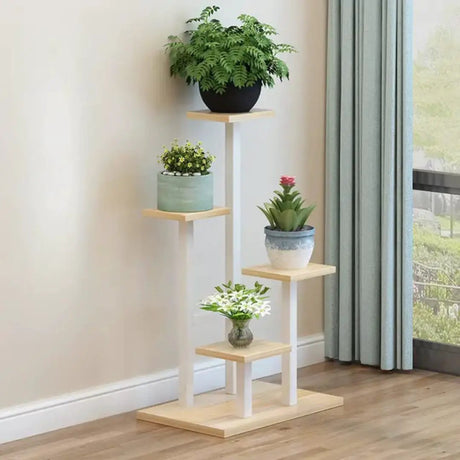 Multi-Layer Wooden Floral Display Rack Home Décor Rack Bookcases & Shelves