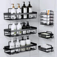 Metallic Carbon Shower Caddy – 6pc Set Bathroom Organizer Wall-Mounted Caddies