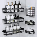 Metallic Carbon Shower Caddy – 6pc Set Bathroom Organizer Wall-Mounted Caddies