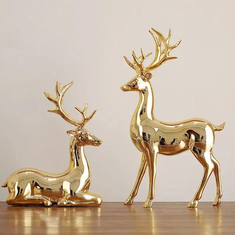 Gold Electroplated Resin Deer Figurines spadekey enterprises Figurines