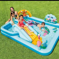 Splash Park Inflatable Play Pool with Slide & Water Sprayer Kids Outdoor Play Water Play Equipment