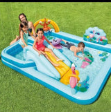 Splash Park Inflatable Play Pool with Slide & Water Sprayer Kids Outdoor Play Water Play Equipment