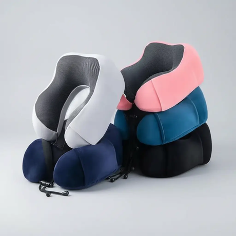 Memory Foam Travel Neck Pillow With Pocket Washable Cover Travel Pillows