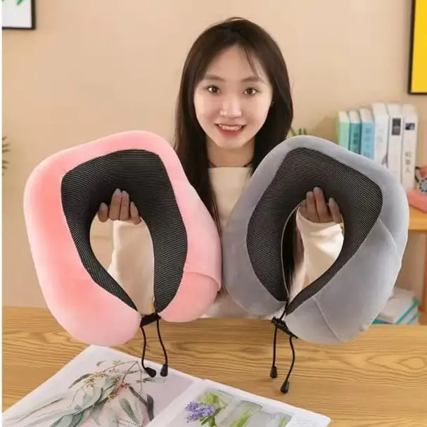 Memory Foam Travel Neck Pillow With Pocket Washable Cover Travel Pillows