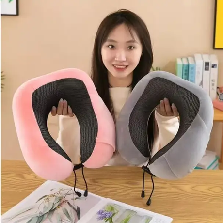 Memory Foam Travel Neck Pillow With Pocket Washable Cover Travel Pillows