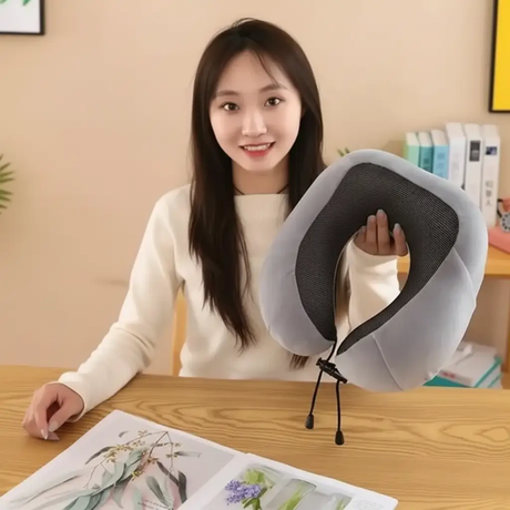 Memory Foam Travel Neck Pillow With Pocket Washable Cover Travel Pillows