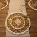 Modern Woven Rattan Placemats – Set of 6, 35cm Table Decor Placemats