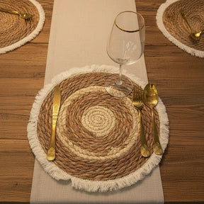 Modern Woven Rattan Placemats – Set of 6, 35cm Table Decor Placemats