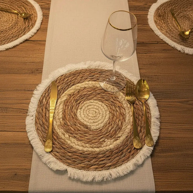 Modern Woven Rattan Placemats – Set of 6, 35cm Table Decor Placemats