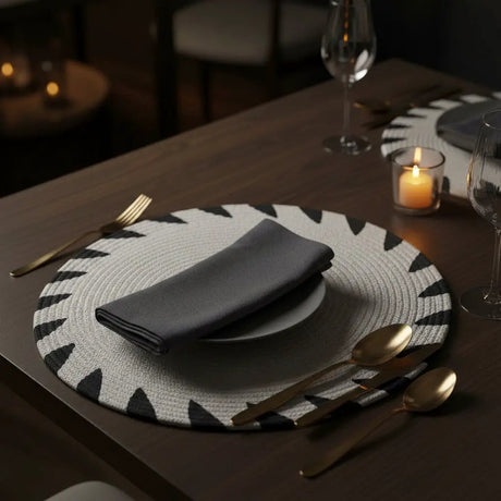 Round Braided Table Mats – Set of 6, 38cm Table Decor Placemats