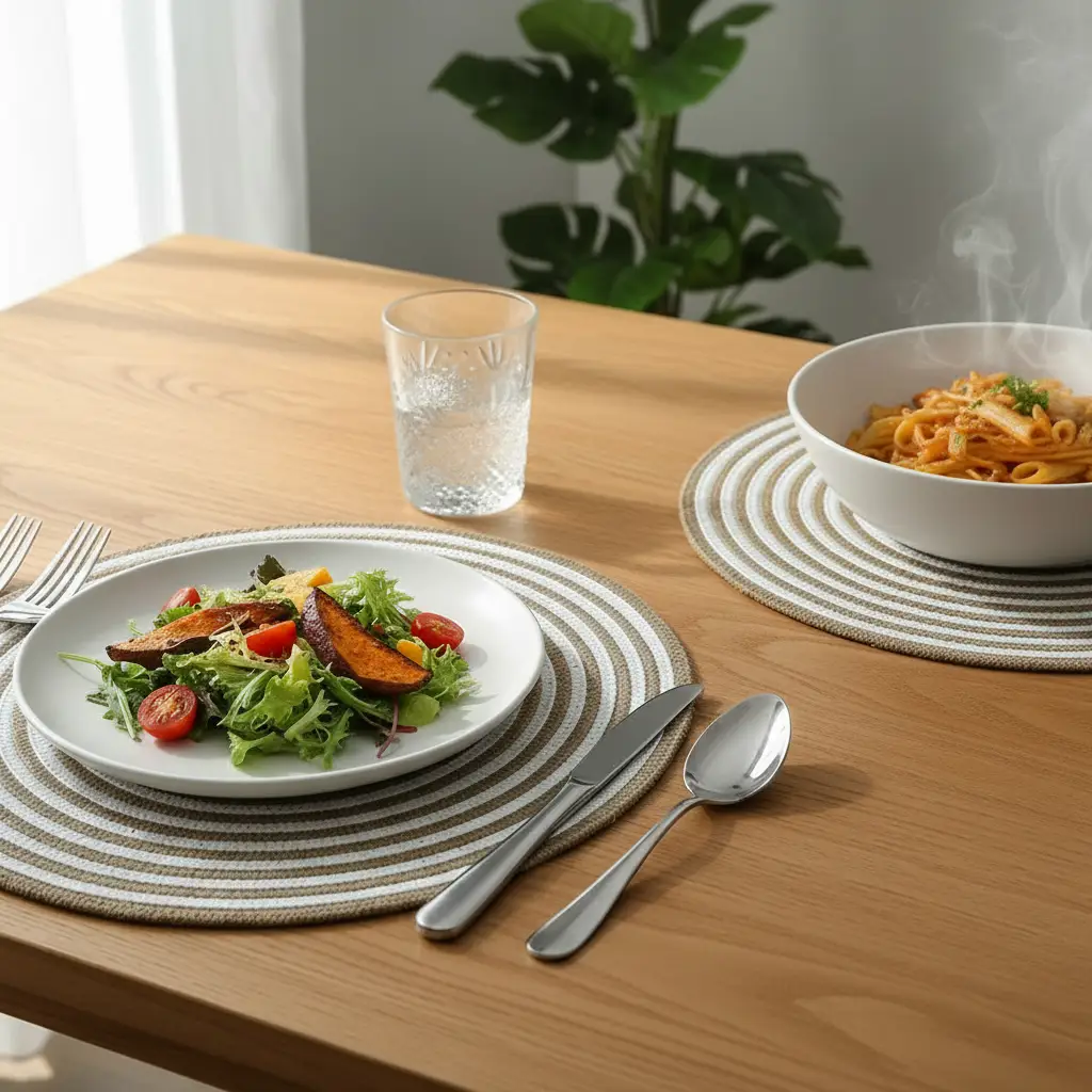 Round Braided Table Mats – Set of 6, 38cm Table Decor Placemats