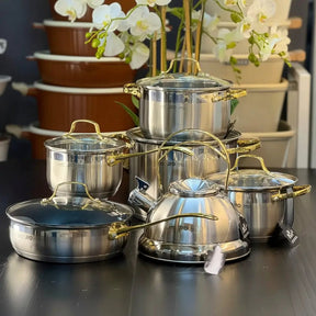 Premium Stainless Steel Cookware Set with Kettle – 12pcs Cookware Cookware Sets