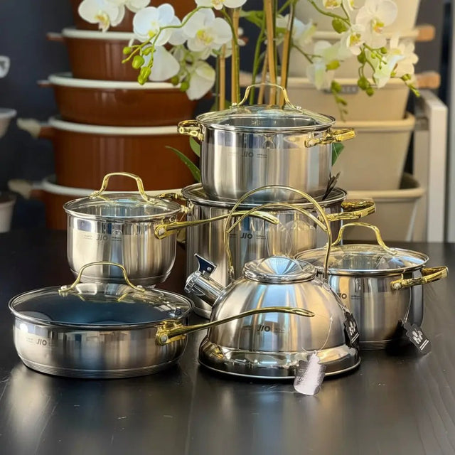 Premium Stainless Steel Cookware Set with Kettle – 12pcs Cookware Cookware Sets