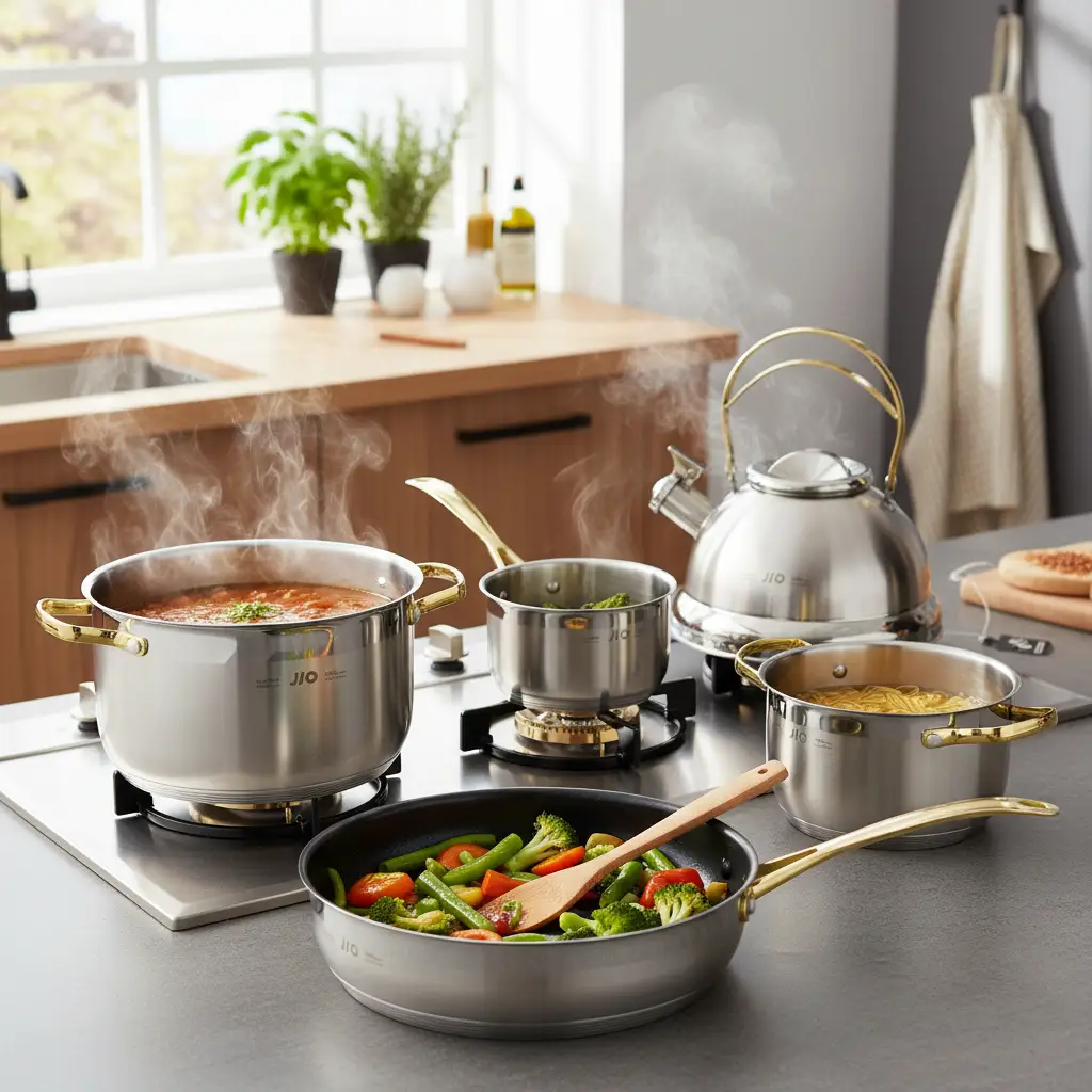 Premium Stainless Steel Cookware Set with Kettle – 12pcs Cookware Cookware Sets