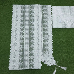 White Lace Embroidered Floral Table Runner – 35x210cm Table Linen Table Runners