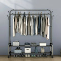 Double Layer Garment Rack, Black/White Garment Rack Garment Racks