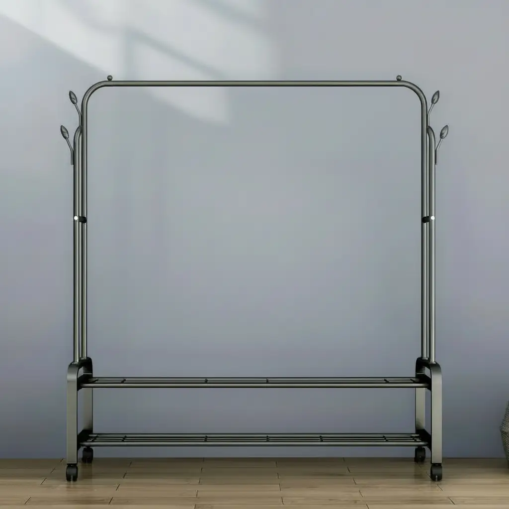 Double Layer Garment Rack, Black/White Garment Rack Garment Racks