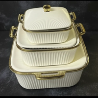 3 Pcs Ceramic Soup Pot Set Cookware Casserole Dishes