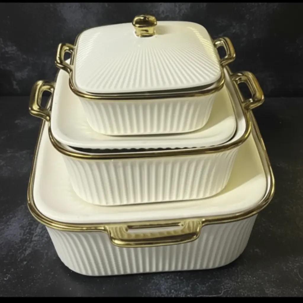 3 Pcs Ceramic Soup Pot Set Cookware Casserole Dishes