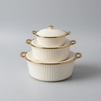 3 Pcs Ceramic Soup Pot Set Cookware Casserole Dishes