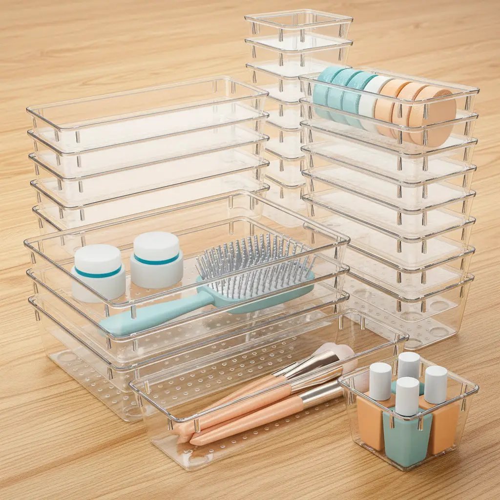 25 Pcs Drawer Organizer Set Stackable Storage & Organisation Household Drawer Organizer Inserts