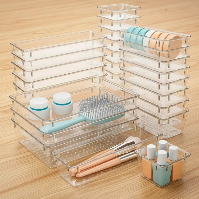 25 Pcs Drawer Organizer Set Stackable Storage & Organisation Household Drawer Organizer Inserts
