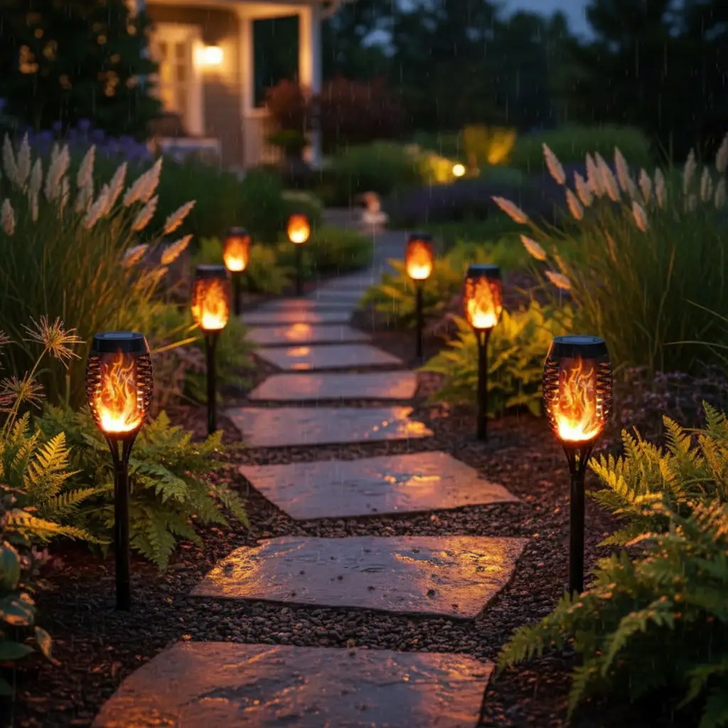 Solar Flickering Garden Flame Light Outdoor & Garden Landscape Pathway Lighting
