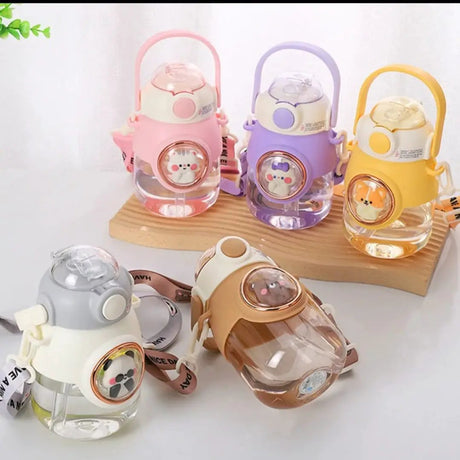 Children's Water Bottle with 3D Stickers & Straw Baby & Kids Water Bottles