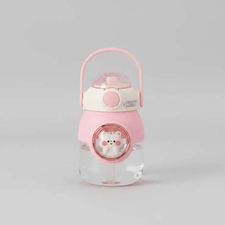 Children's Water Bottle with 3D Stickers & Straw Baby & Kids Water Bottles