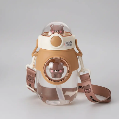 Children's Water Bottle with 3D Stickers & Straw Baby & Kids Water Bottles