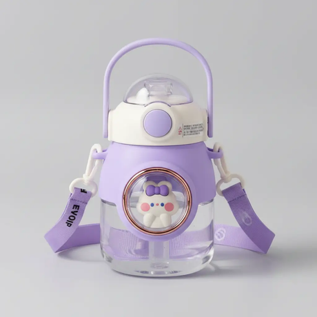 Children's Water Bottle with 3D Stickers & Straw Baby & Kids Water Bottles