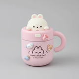 Kawaii Bear & Rabbit Thermos with Straw, 530ml Kitchen Thermoses
