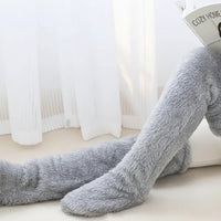 Over-Knee Fuzzy Plush Slipper Stockings Clothing & Accessories Knee Socks