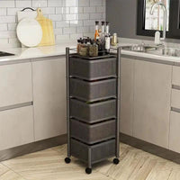 5-Tier Square Fruit Rack with Wheels Kitchen Storage Kitchen Counter & Beverage Station Organizers