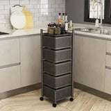 5-Tier Square Fruit Rack with Wheels Kitchen Storage Kitchen Counter & Beverage Station Organizers
