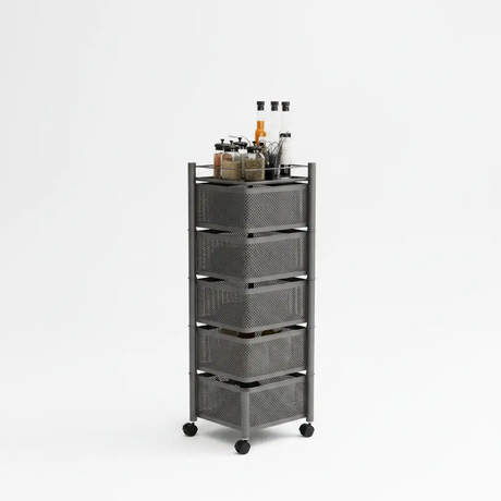 5-Tier Square Fruit Rack with Wheels Kitchen Storage Kitchen Counter & Beverage Station Organizers