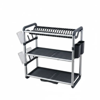 3-Tier Dish Drying Rack – Gold Aluminium Kitchenware Dish Racks