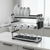 3-Tier Dish Drying Rack – Gold Aluminium Kitchenware Dish Racks