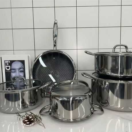 Uakeen Germany 10pc Stainless Steel Cookware Set VK32 Cookware Cookware Sets