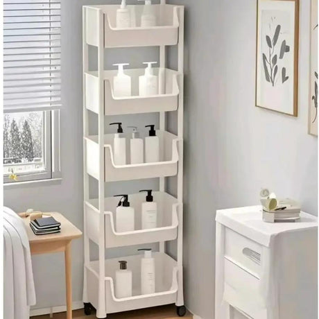 5-Tier Slim Rolling Storage Trolley Storage Trolley Carts