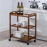 3-Tier Bamboo Serving Trolley Serving Trolley Carts